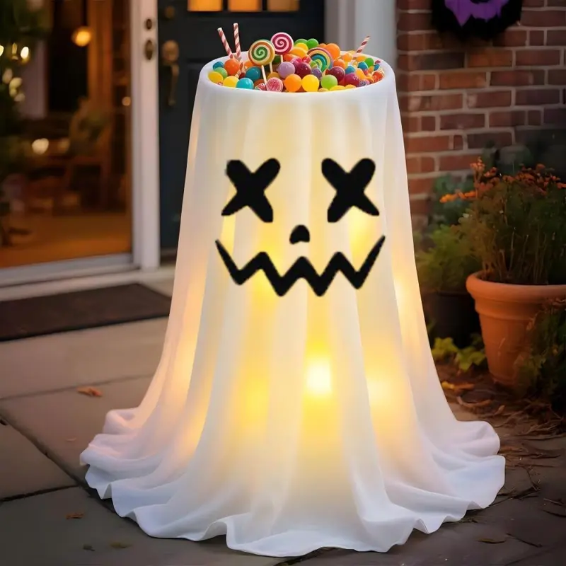 Halloween LED Ghost Candy Bowl Holder with 8 Modes and Remote