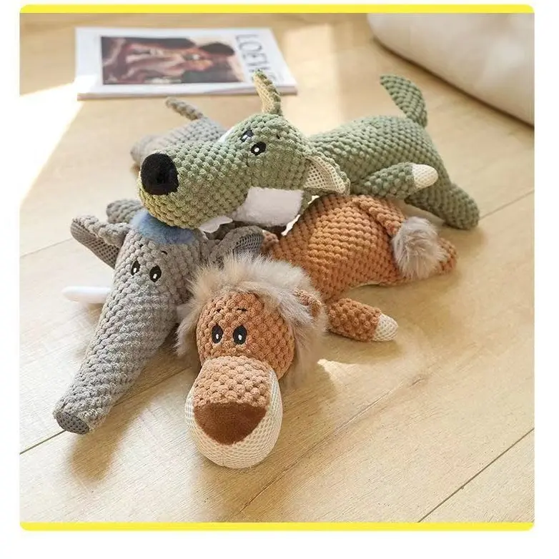 Squeaky Plush Lion and Elephant Dog Toy, Durable