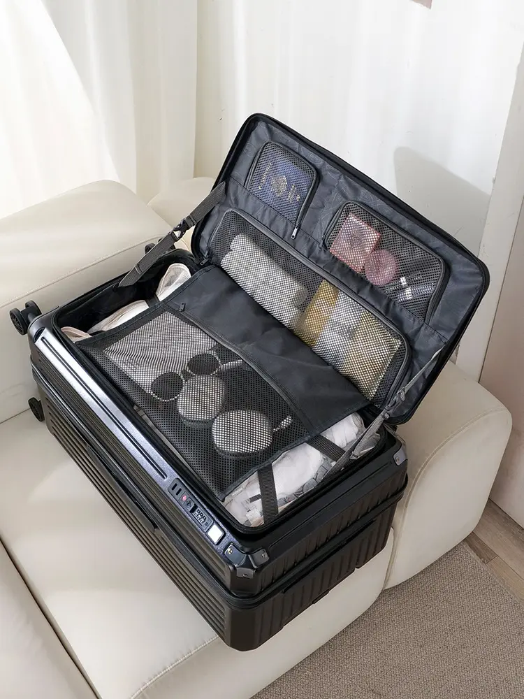 Front-Opening Luggage 2025 New Model Expandable Multifunctional Trolley Case 20 Inch Carry-On Password Lock Unisex