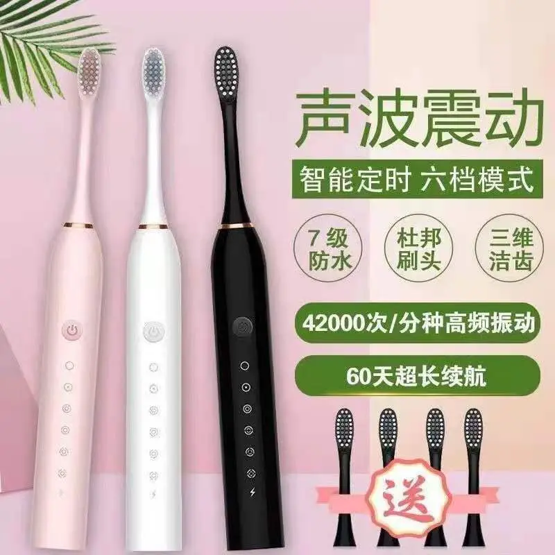 6-Speed Electric Toothbrush USB Rechargeable Sonic with Water Flosser