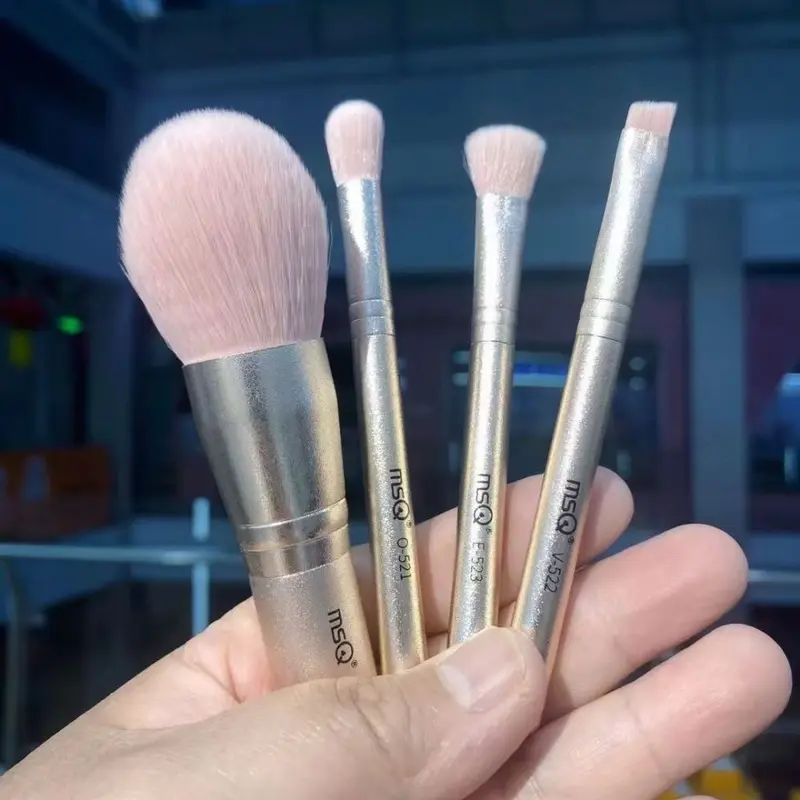 MSQ/Meisika 4 Sakura Pink Mini Portable Makeup Brush Set Blush Eyeshadow Brush Mini Travel