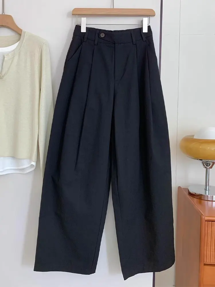 Elegante Wide-Leg-Hose mit schwarzem Bund
