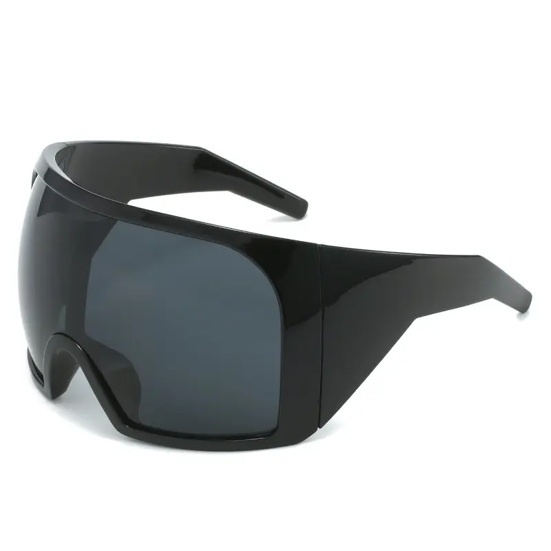 Large-Frame Wraparound Sunglasses for Women and Men, Futuristic One-Piece Shield