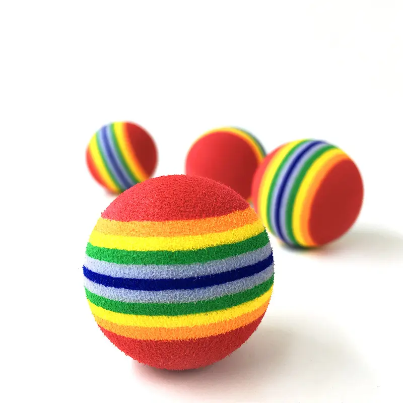 Pet Super Q Striped Rainbow Ball Foam Ball Dog Toy Cat Rainbow Ball Pet Supplies In Stock Wholesale