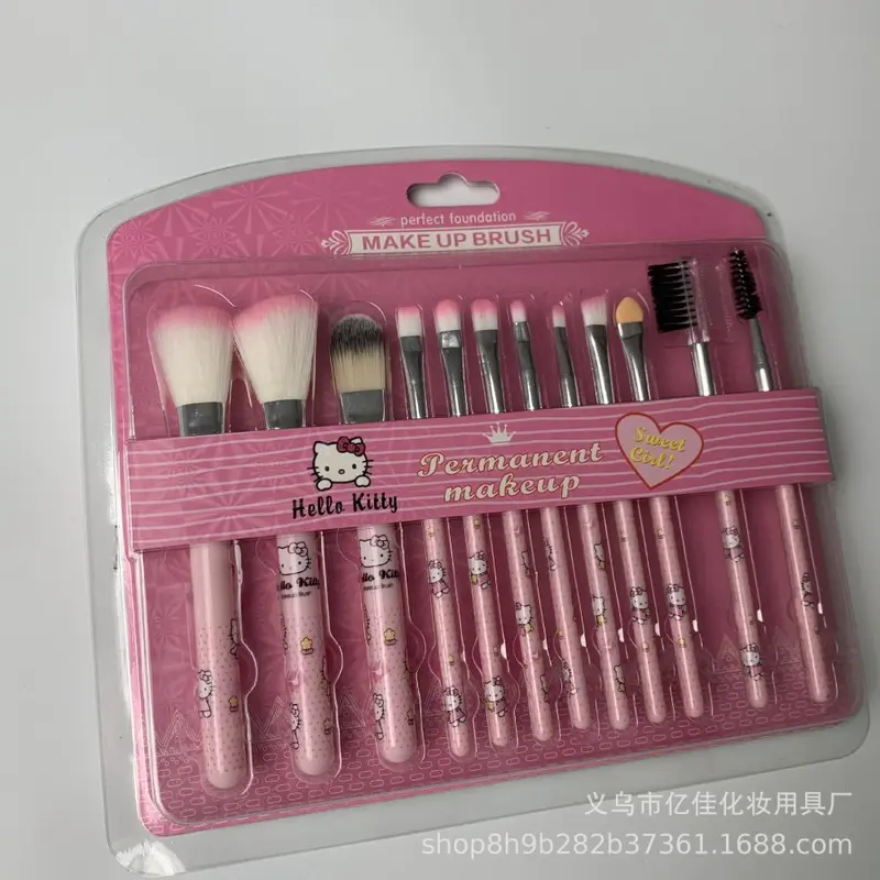 KT Cat 12-piece makeup brush set, eyeshadow, blush, foundation brush, beauty tools, lip brush