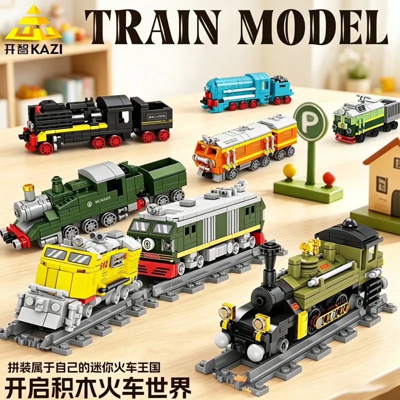 Kaizhi Retro Steam Train Building Block Set, Small Pieces, Educational Toy