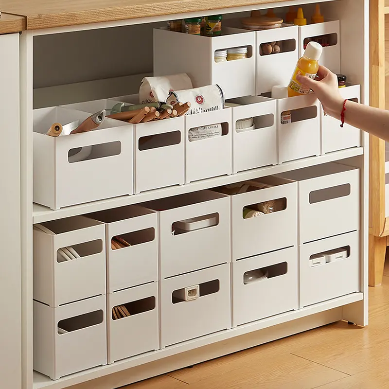 Japanese-style kitchen storage box, retractable, rectangular