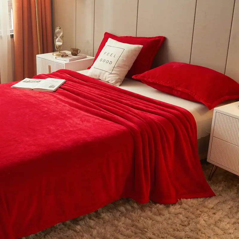 Thick Red Wedding Blanket, Dowry Gift for the Bride's Family