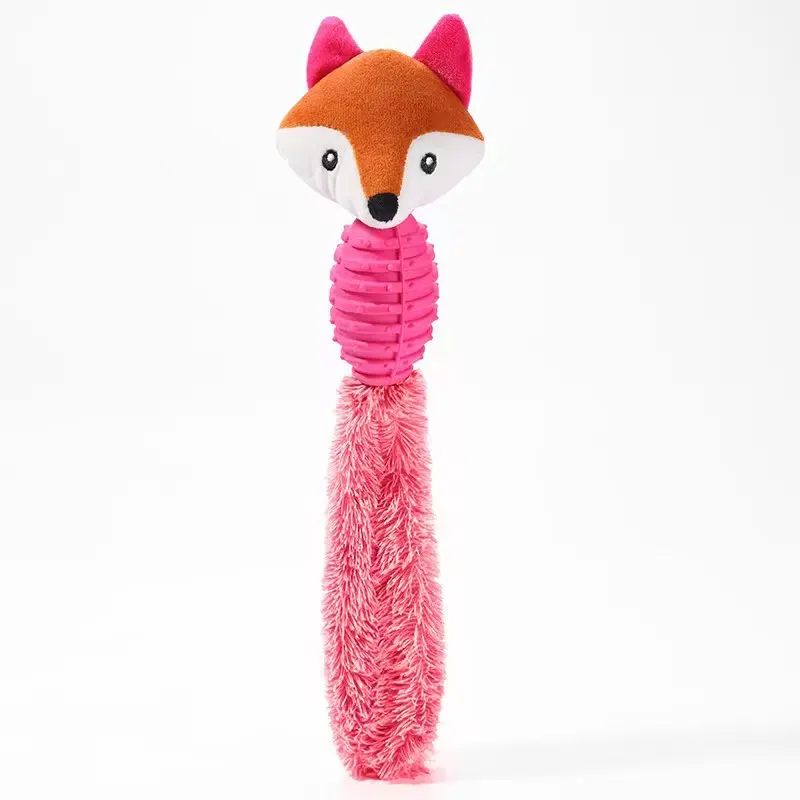 Plush Dog Chew Toy with Squeaker, Bite-Resistant, Cartoon Animal