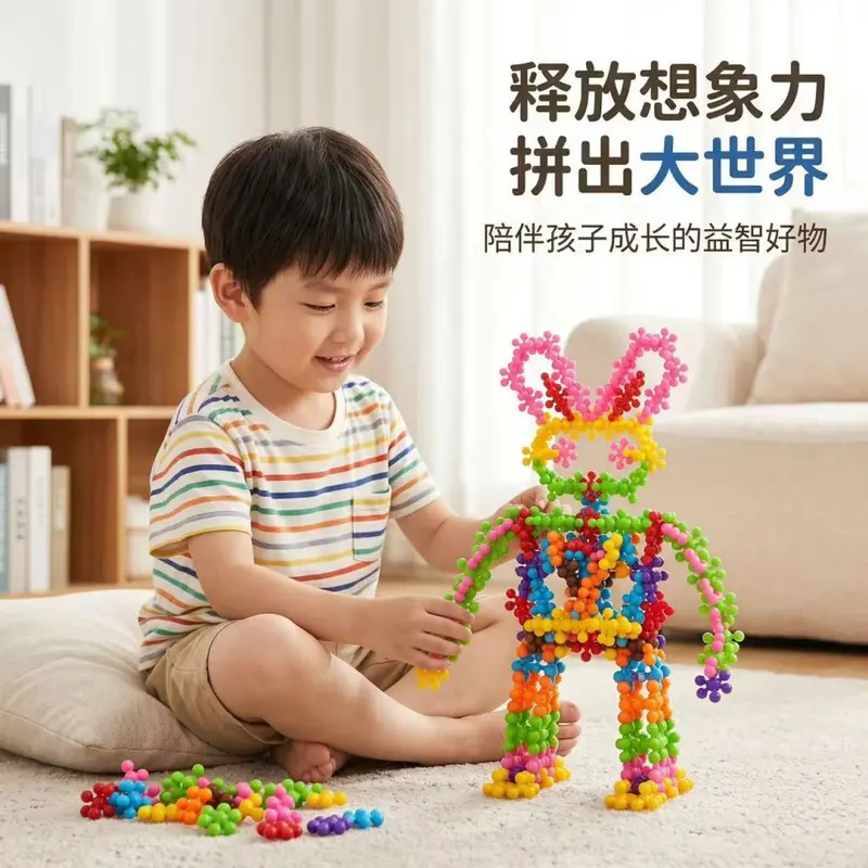 Children's flower building blocks 3D, early education toy