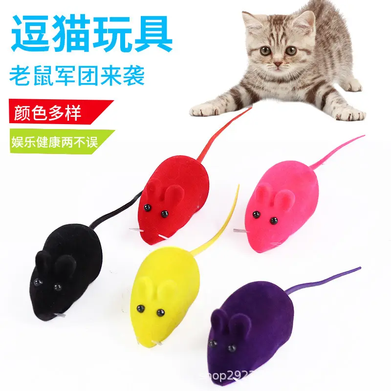 Vinyl flocked mouse cat toy with sound, simulation mouse