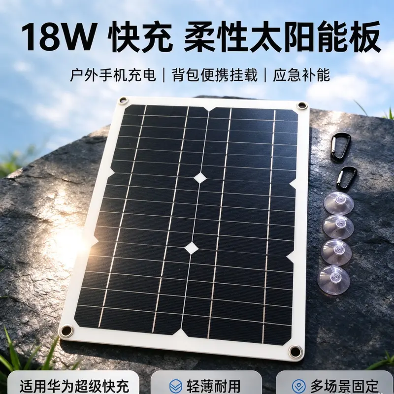 18 W hızlı şarj paneli, Huawei süper hızlı şarj uyumlu, güneş enerjili açık hava paneli