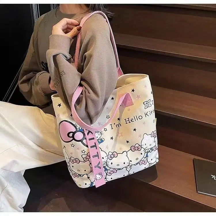 Large Capacity Cute Cartoon Canvas Tote Bag for Women