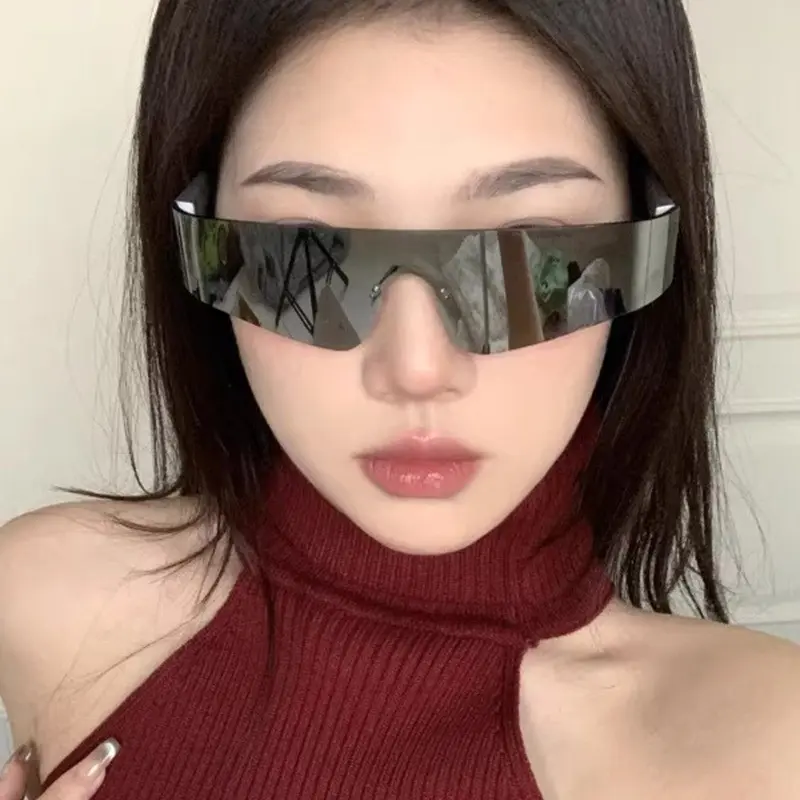 Punk-Sportsonnenbrille, einteiliges rahmenloses Design