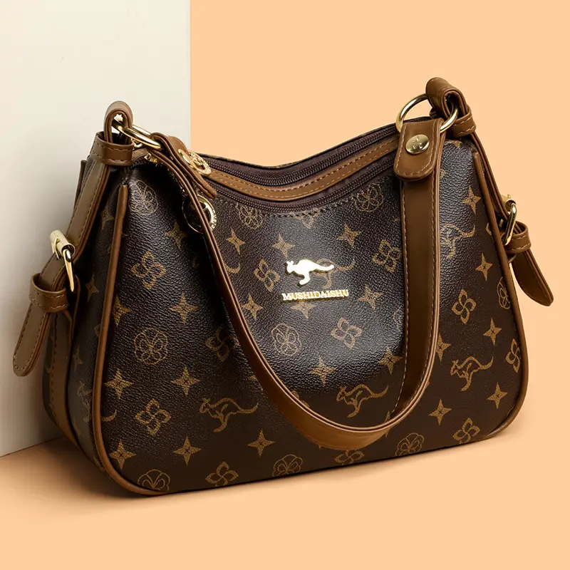 Damen-Handtasche mit Schultergurt, Mittelklasse-Mom-Bag 2025 Neukollektion, bedrucktes weiches Leder, hochwertige Vintage-Umhängetasche mit Schulterriemen