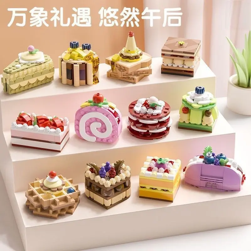 Dessert-Kuchen-Modell Bausteine, kompatibel mit Mikro-Steinen, Lernspielzeug