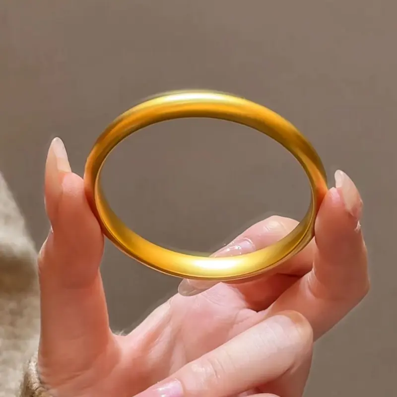 24K gold bracelet, vacuum electroplated, Chinese style solid ring, gift for women
