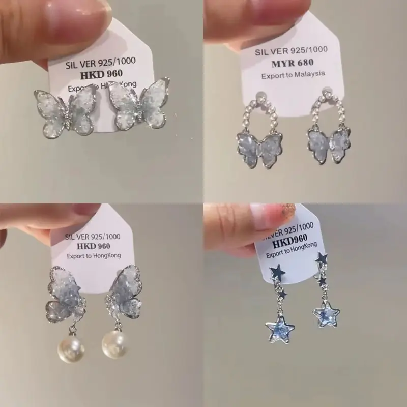 Crystal butterfly earrings, luxury design