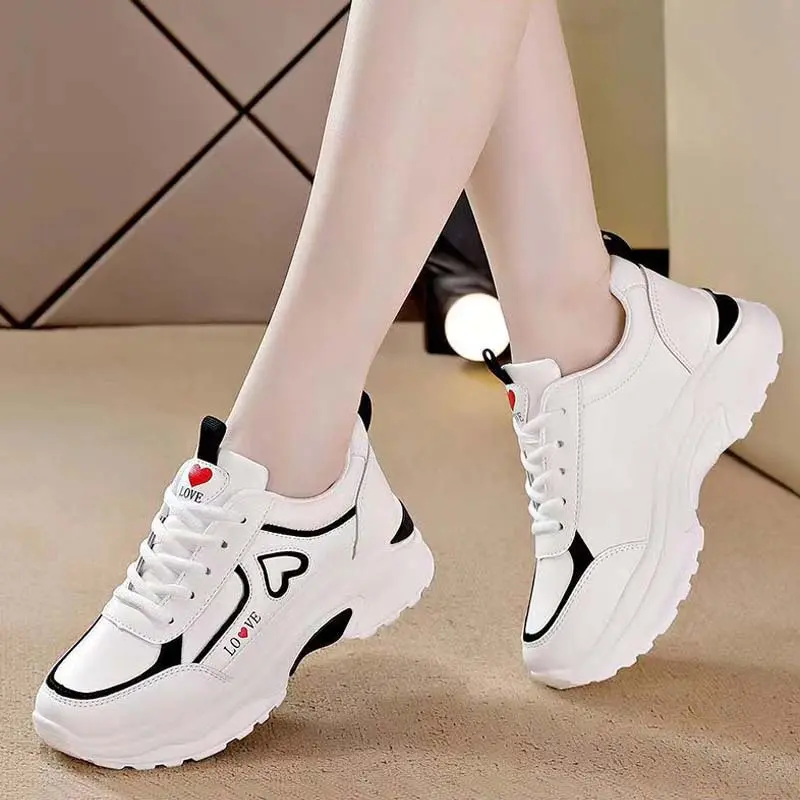 Damen-Chunky-Sneaker 2025, atmungsaktiv, Lederoptik