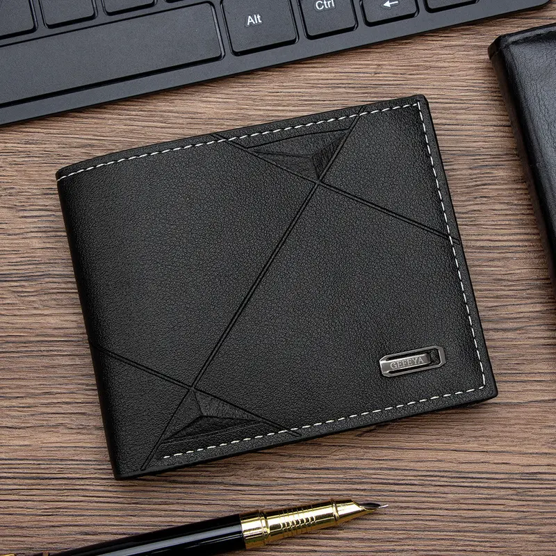 Kurze Herrenbrieftasche aus Leder mit Kartenfächern