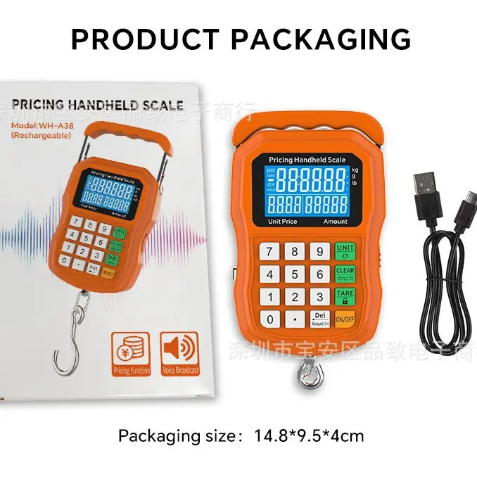 50kg portable electronic scale with voice counting, USB rechargeable