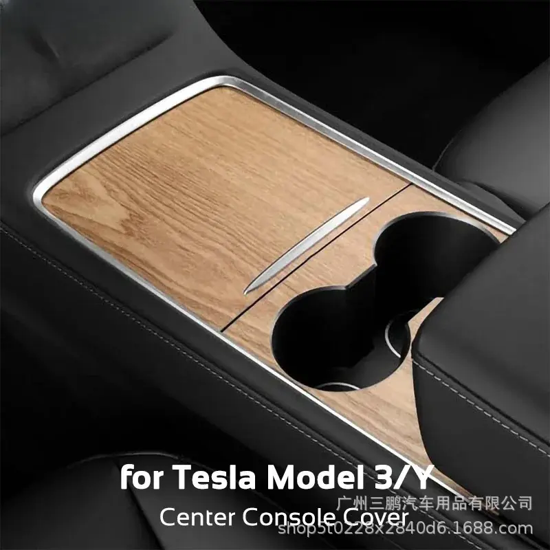 Center Console Panel Sticker for Tesla Model 3/Y 2021-2023, Carbon Fiber