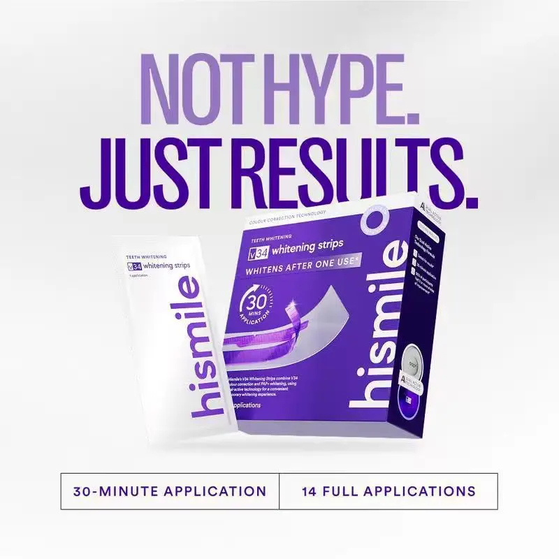 Hismile V34 Teeth Whitening Strips, Removes Yellow and Tobacco Stains