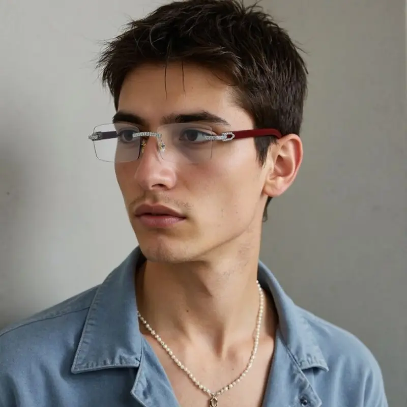 Wood Grain Frame Men's Sunglasses, Color-Changing Lenses