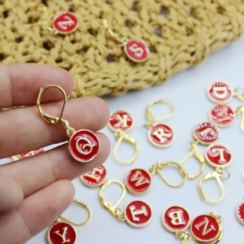 DIY Jewelry Accessories, Double-Sided Pendant, Key Clasp, 26 English Letters, Alloy
