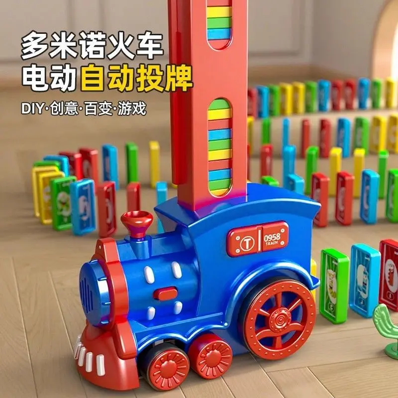 Domino Building Blocks Educational Toy with Electric Train, Ages 3-6