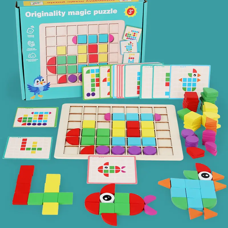 Holzpuzzle mit Formen, Montessori-Lehrmittel