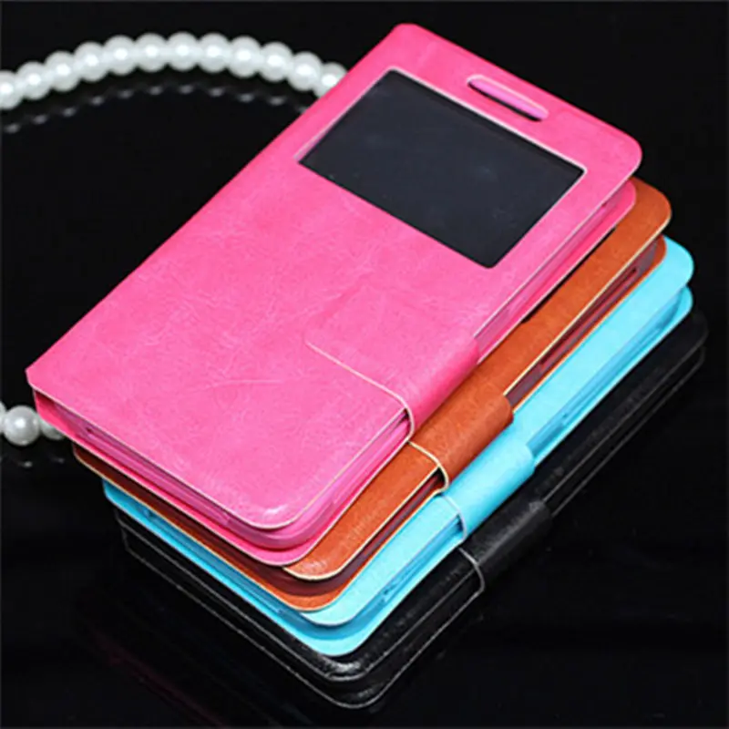 Universal leather case Android phone window opening silicone