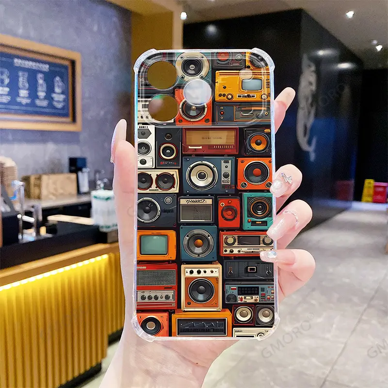 Retro kaset tasarımı iPhone 18/17 Pro Max şeffaf kılıfı