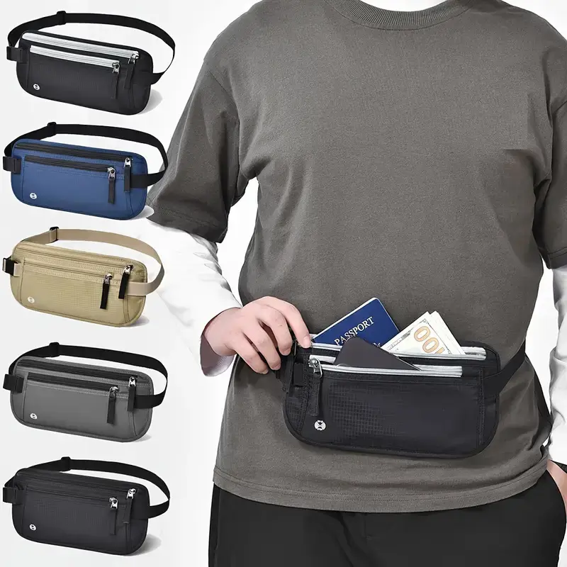 Amazon pasaport belge çantası kişisel görünmez su geçirmez rfid anti-hırsızlık bel çantası yurtdışı seyahat para çantası saklama çantası