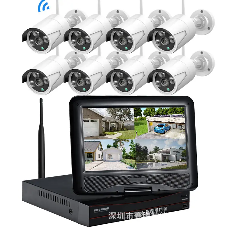 4/8 kanallı kablosuz 10 inç kamera iç ve dış mekan gözetim NVR seti kızılötesi gece görüş kamerası görsel 4G akıllı