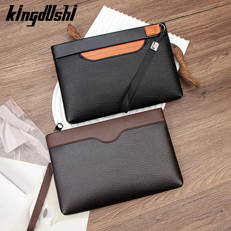 Men's Clutch Bag, Large Capacity Long Wallet, Litchi Pattern