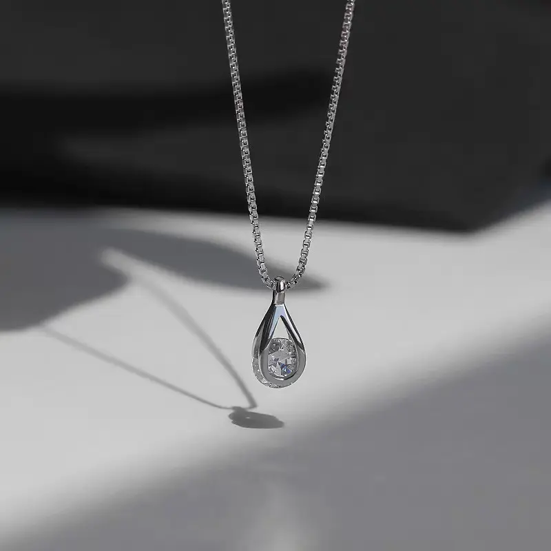 925er Silber Wassertropfen Halskette Damen