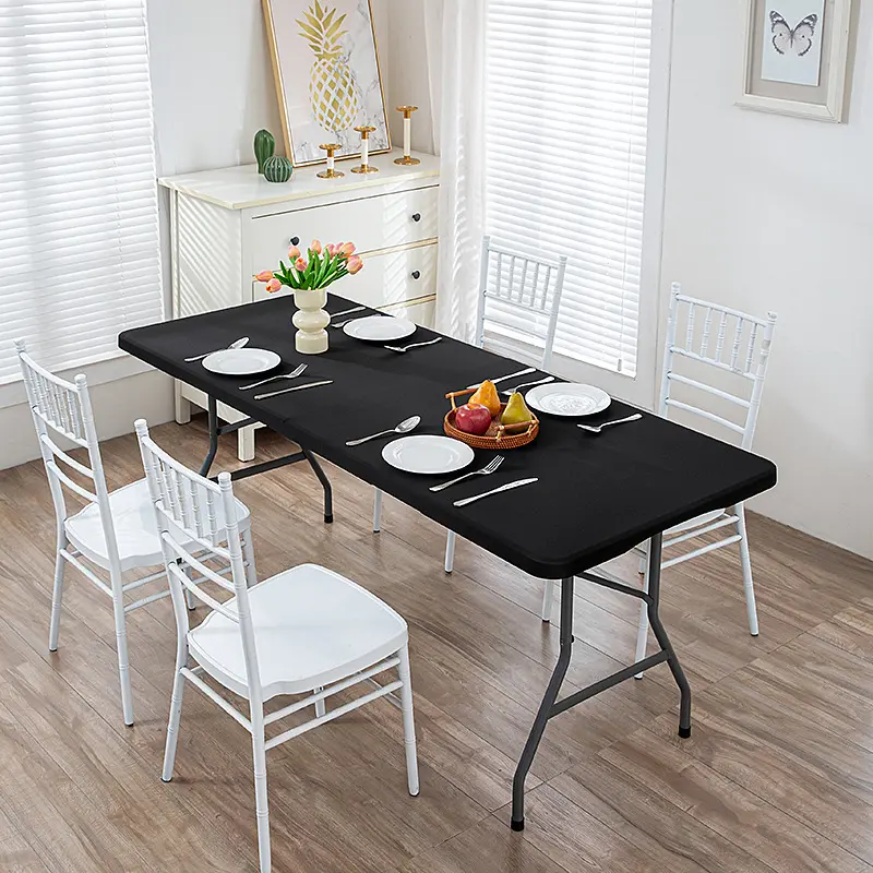 Cross-border elastic tablecloth half pack tablecloth simple solid color washable outdoor elastic milk silk tablecloth ready for supply