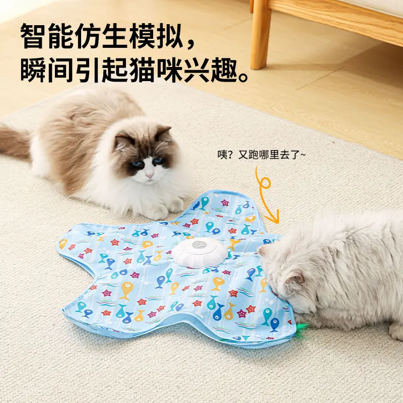 Cat Hunting Blanket Toy with Automatic Five-Point Star Turntable