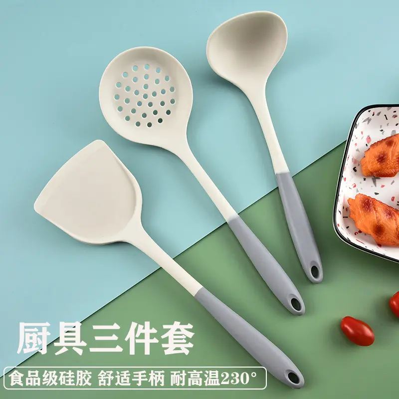 Silikon spatula, ev pişirme spatulası, mutfak yapışmaz spatula, yüksek sıcaklığa dayanıklı çorba kaşığı, kevgir, mutfak eşyaları seti