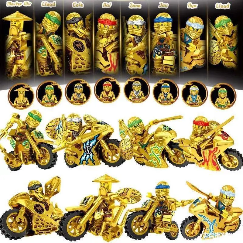 Ninja Yapı Blokları Altın Motosiklet, 6-14 Yaş Çocuklar İçin