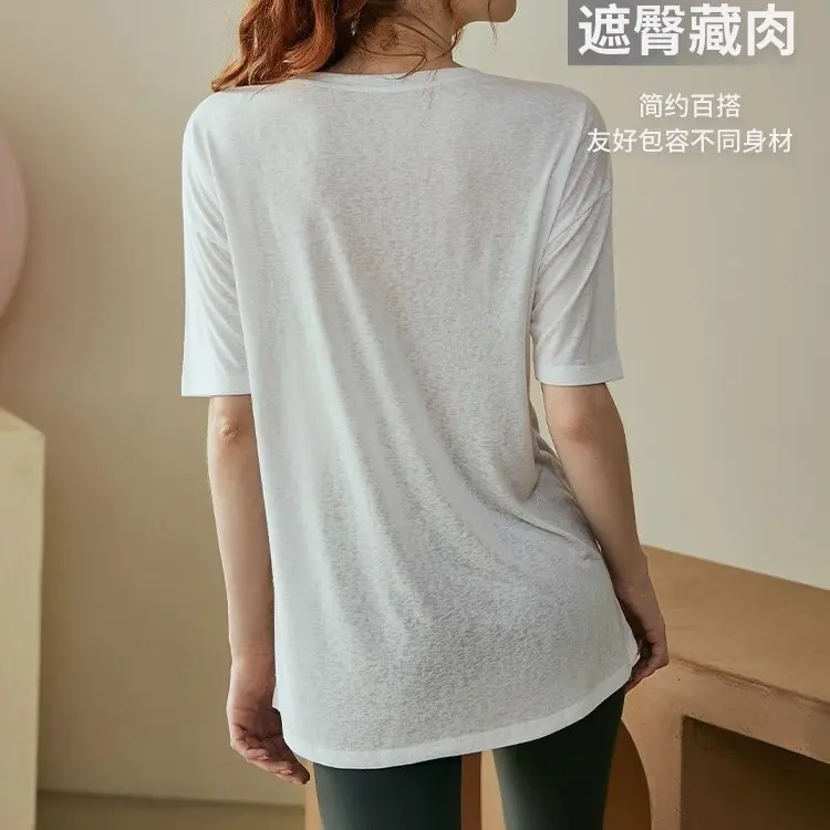 瑜伽服女夏短袖普拉提专业训练健身上衣罩衫宽松跑步专业运动T恤