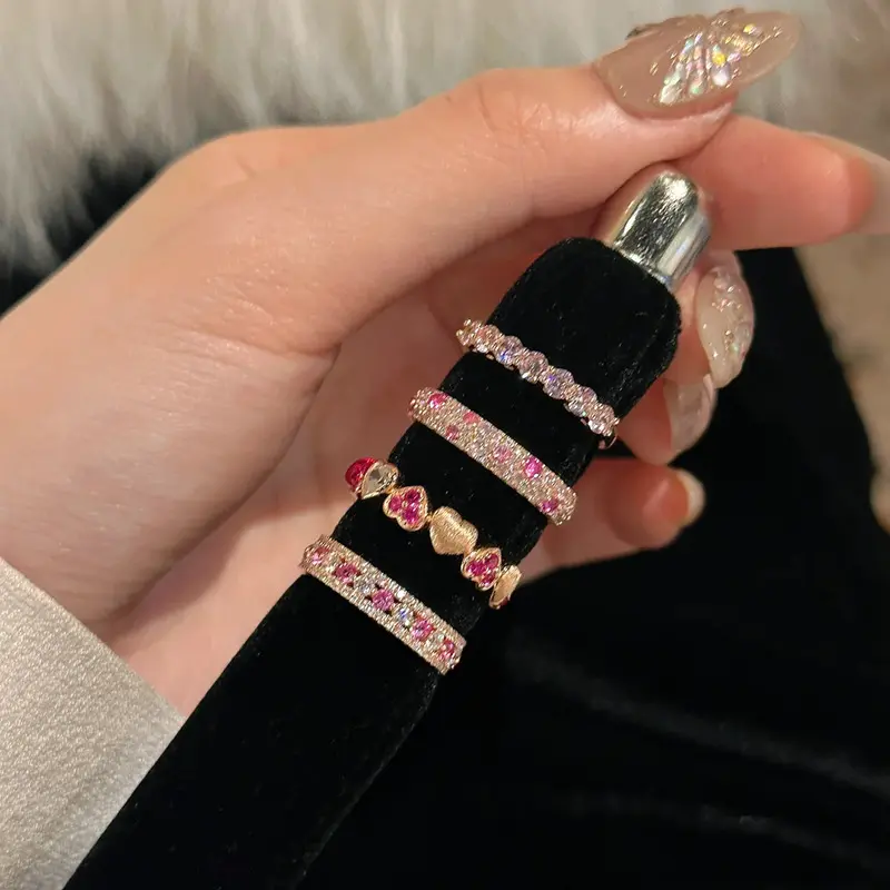 Pink Zircon Eternity Ring for Women, Stackable