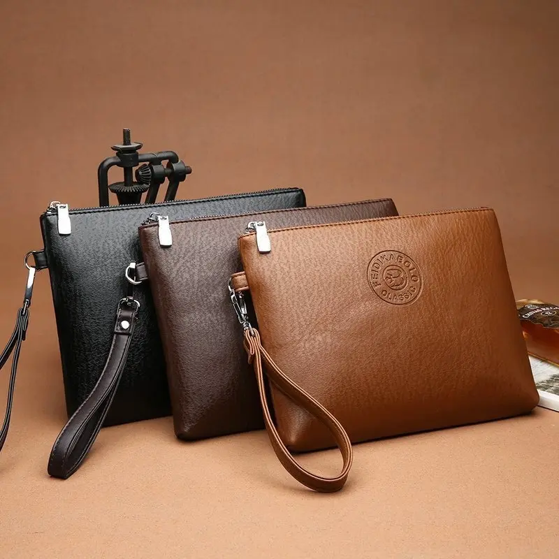 Men's Clutch Bag in PU Leather with Large Capacity Wallet Compartment