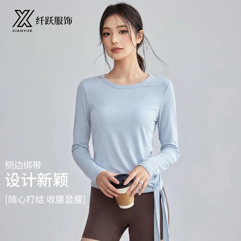 2026新款瑜伽健身春季跑步普拉提骑行扭结修身t恤运动健身瑜伽服