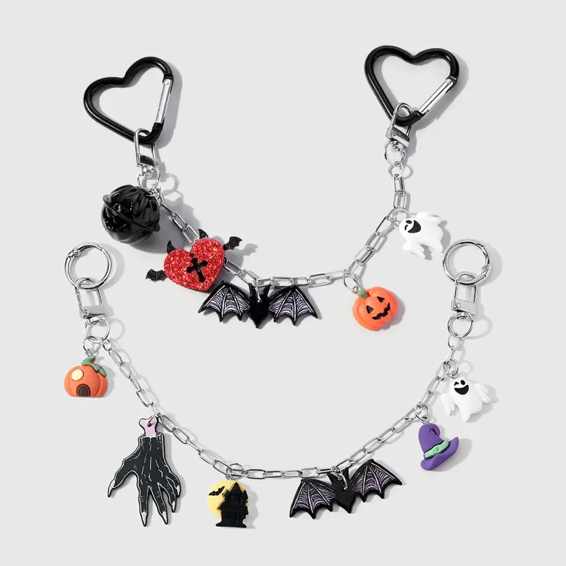 Y2K Gotik Halloween Çanta Kolyesi, DIY Balkabağı ve Kuru Kafa