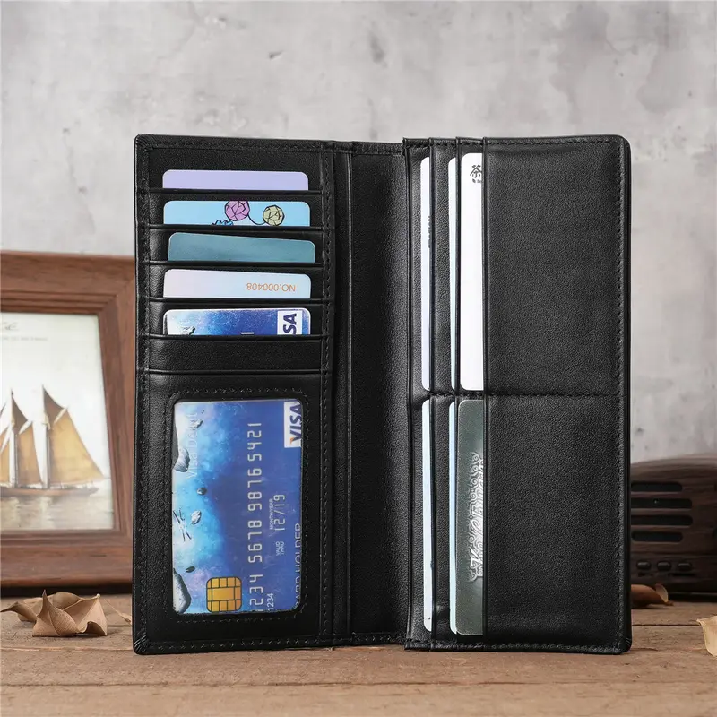 Model 1008 Men's Long Genuine Leather Wallet with Zipper