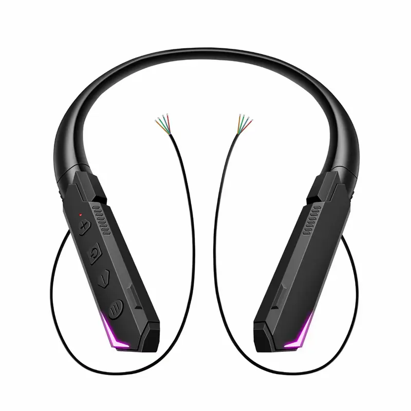 Nefes ışığı ile DIY EQ ayar TF kart oyunu asılı boyun Bluetooth kablosuz stereo kulaklık aksesuarları yarı mamul ürün