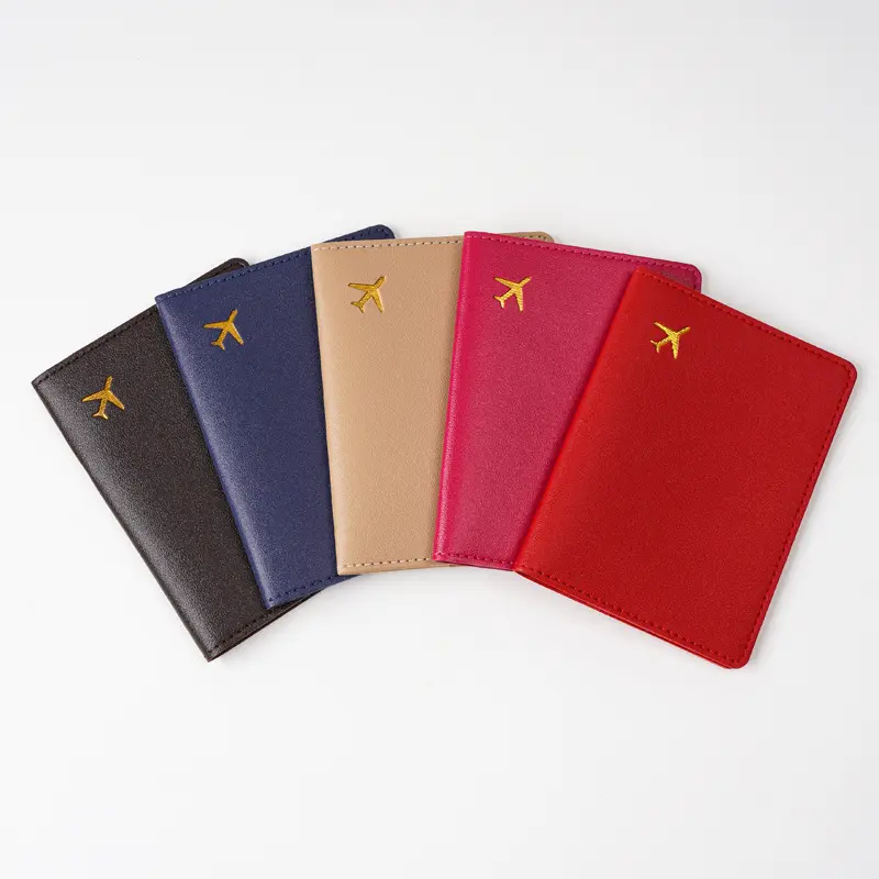 Passport holder, PVC leather, airplane design, multicolor