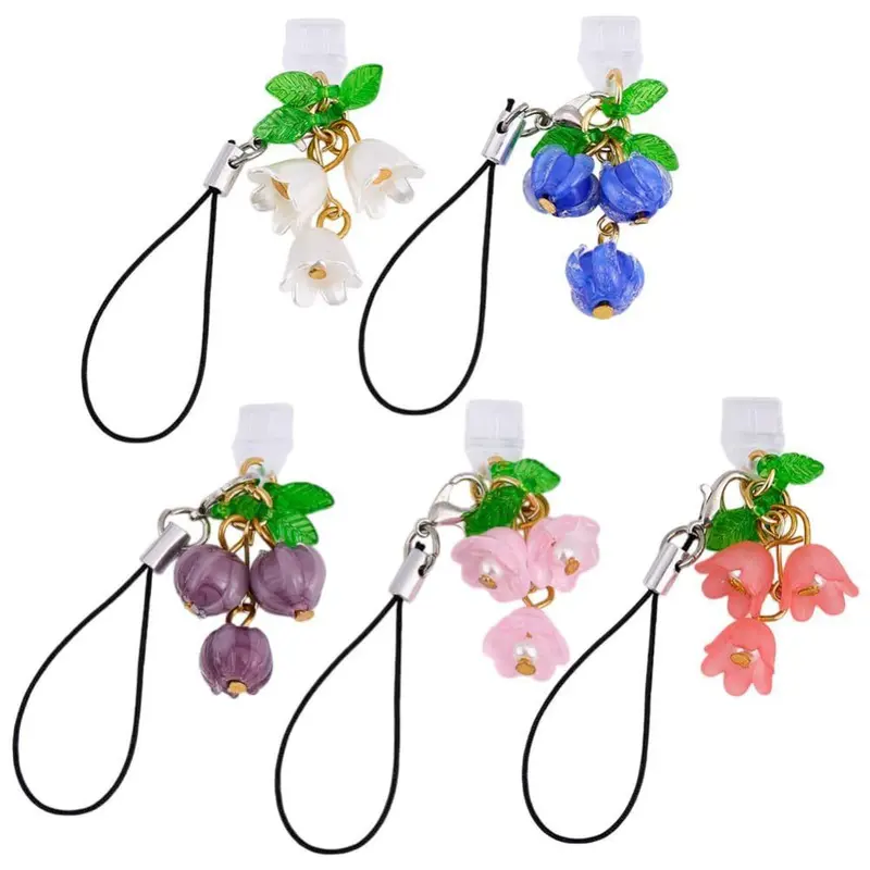 5'li Kombine Zambak Çiçeği Telefon Toz Kapağı, USB C Port Koruma Kapağı, Type-C Telefon Toz Tıpası